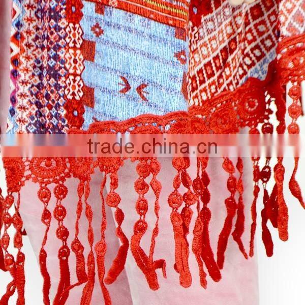 2016 Bohemian Tassel Style Kids Coat Teen Girls Fashion Overall For Winter Or Autumn