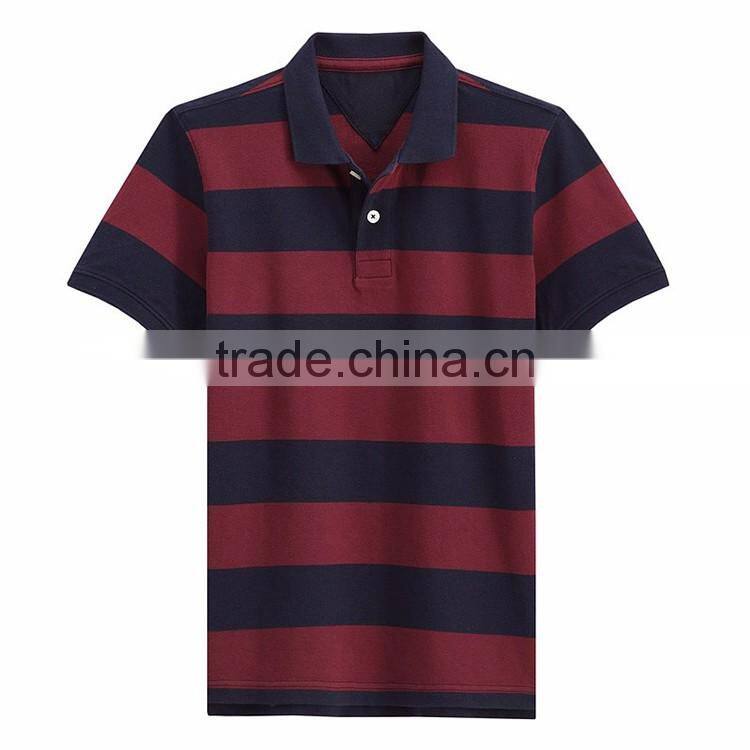 Design your own wholesale cheap polo collar custom striped t shirt