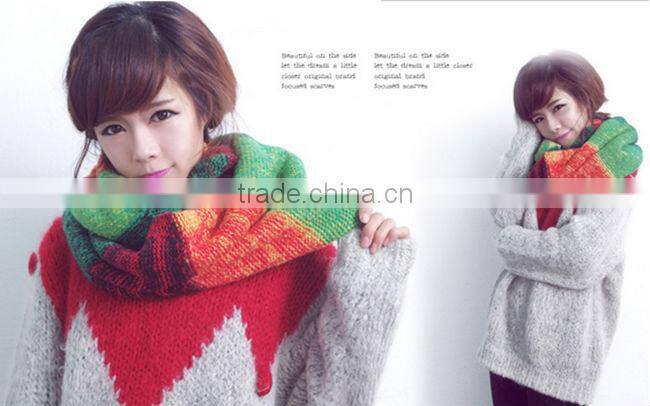 moq.1pc high quality 5 color choice fashion stitching neckwear lovely magic muffler scarves