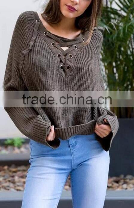EY0851S New Style 2016 Women Fashion V-Neck Knitted Pullover Sweater