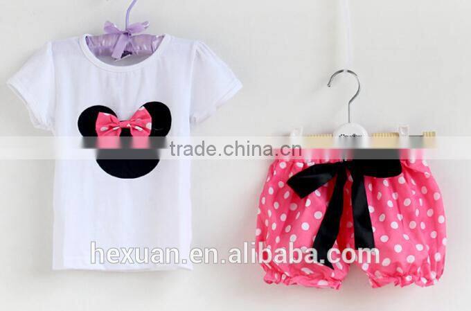 S80002T, baby Clothing sets , Summer New Children Girl's 2PC Sets Skirt Suit dots skirt dots pants girls cartoon clothes