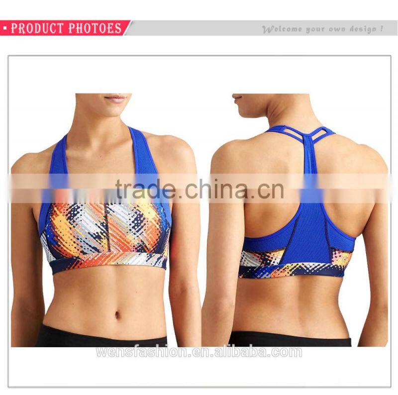 Custom women seamless Gym fashion printing yoga fitness sports bra wholesale