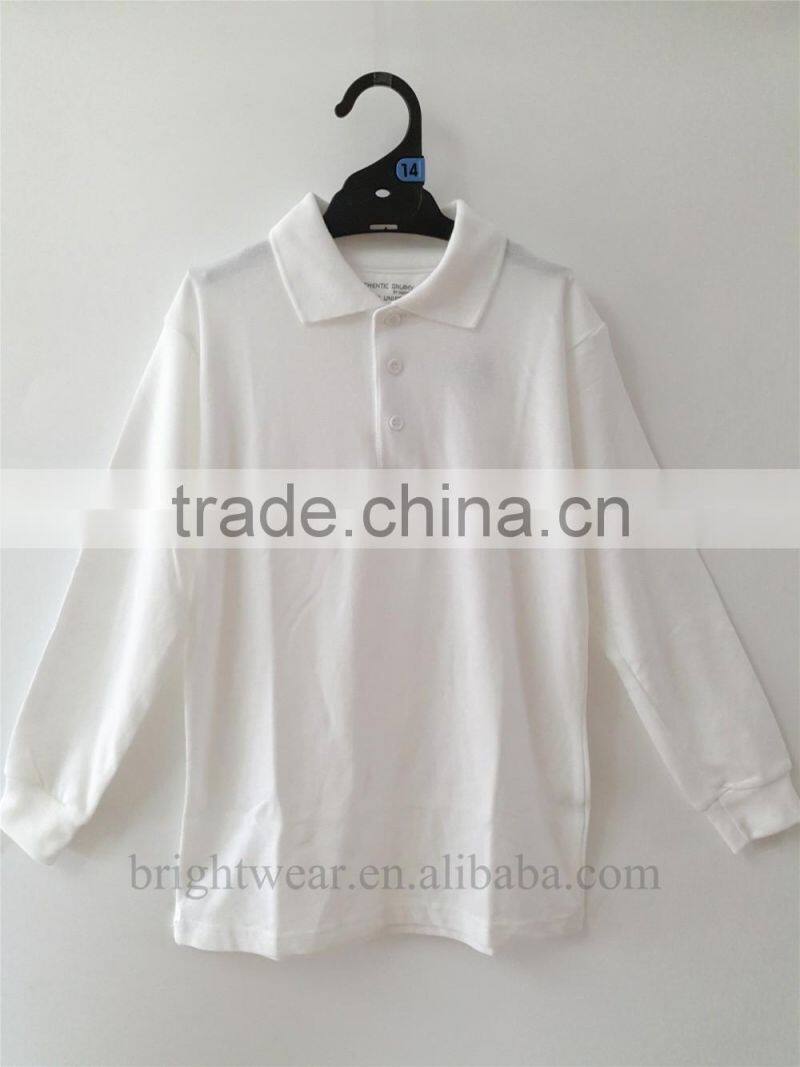 Pique school uniform polo shirt with long sleeve and rubber printing