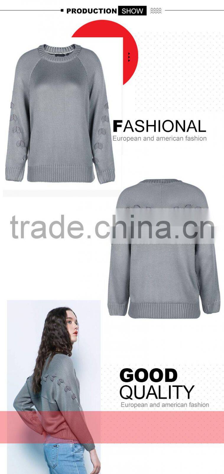 2017 fashionable high quality back design custom knitted sweater with best price