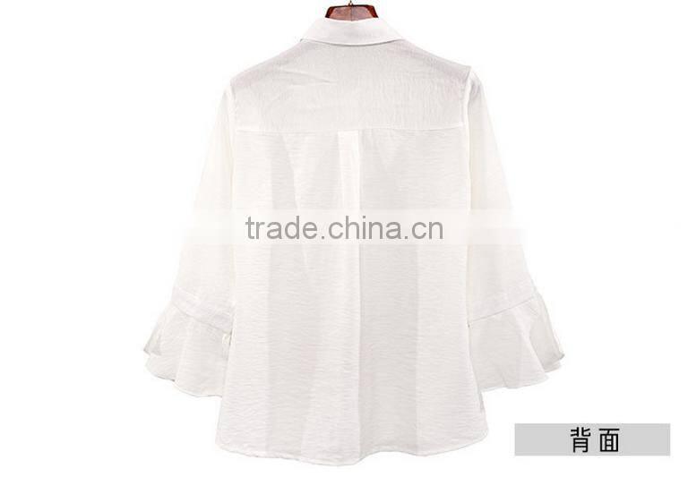Cheap Woman 3/4 long sleeven white shirts summer 2017