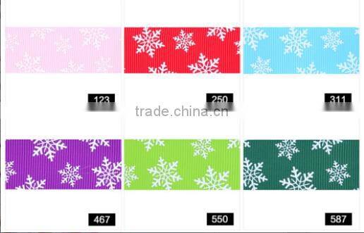 hi-ana ribbon 196 Merry Christmas White Snow Printed Satin Ribbon