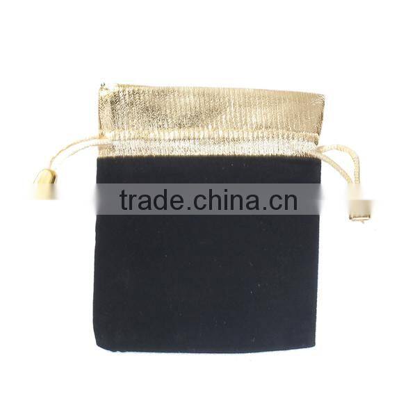 Velvet Jewelry Bags Drawstring Rectangle Black 12cm x9cm
