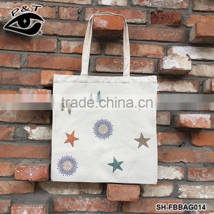 New Arrival Customized Star Design Transfers On Canvas Fabric Tote Bags