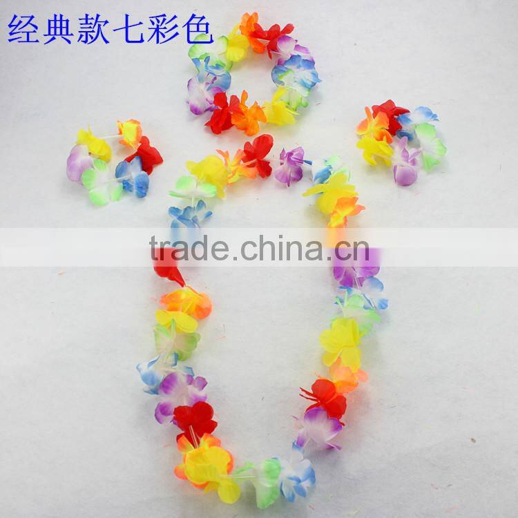 Colorful hawaii flower garland Wreath necklace bracelet headwear sets