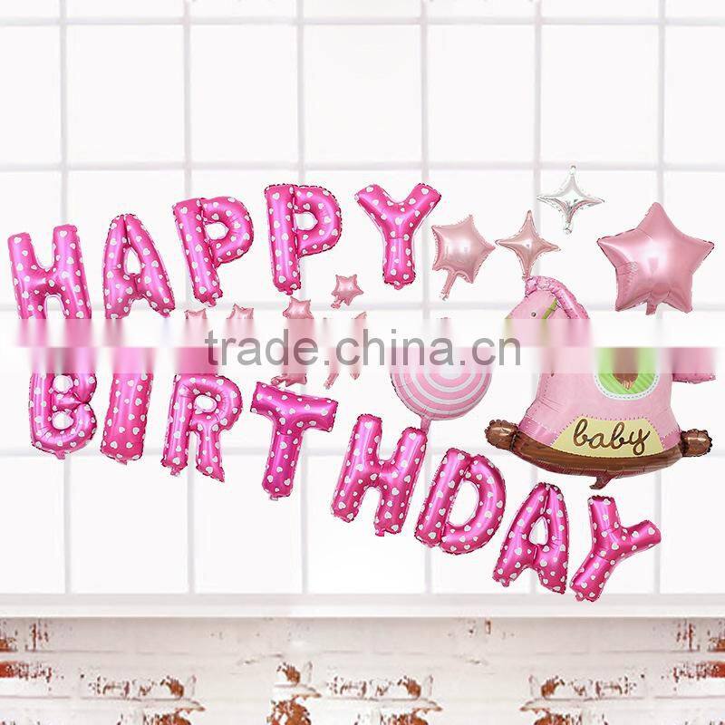 foil helium balloon party decoration happy birthday colorful flower balloon set