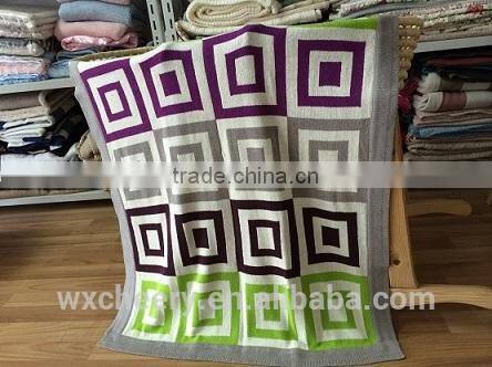 super soft 100% Cotton/bamboo/chenille /acrylic/polyester Knitted / Jacquard throw Blanket