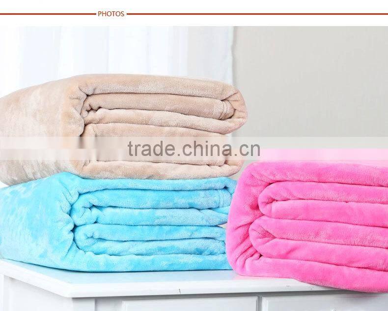 2015 Hot Sale Fabric China Factory Wholesale Throw Bedding Set 100% Polyester Solid Coral Fleece Blanket