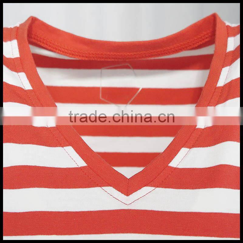 T092-1533R OEM Red And White Striped T Shirt Wholesale China, 95%Cotton Shirts High Quality