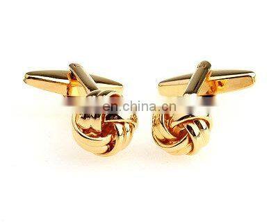 fashion jewelry 18k gold plated cufflinks high end metal knot cufflinks