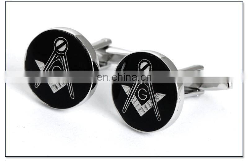 Silver Symbol Black Round Cuff link Men Shirt Cufflinks