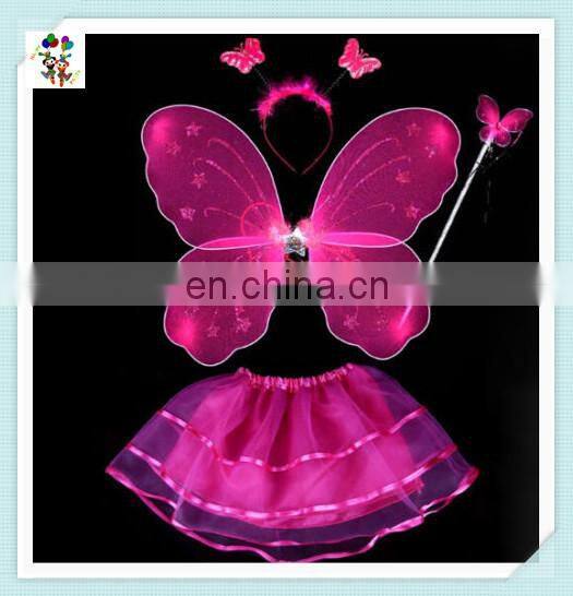 Colorful Kids Girl Party Princess Fairy Butterfly Wings with Headband Wand Skirt HPC-0800