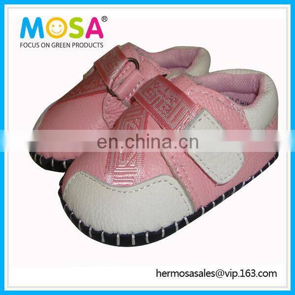 Pink White Genuine Leather Sport Girl Shoes Anti-Slip Fashion Design
