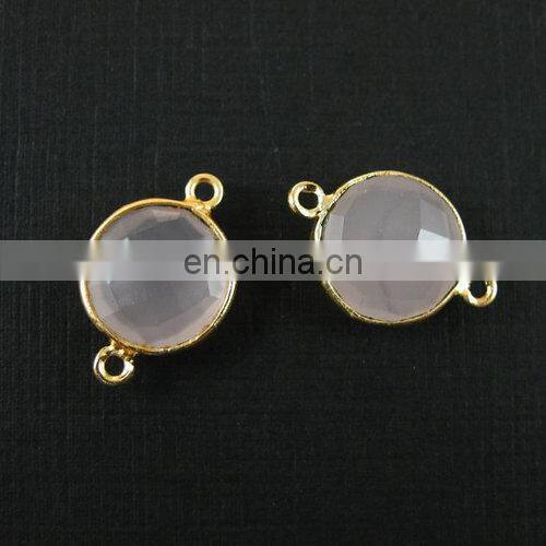 Wholesale semi precious gemstone connector/Rainbow Moonstone Bezel Gemstone Connectors/2015 color gemstone connector