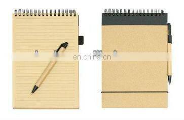 Eco Friendly Pocket Small Kraft Cover Notebook with Ball Pen