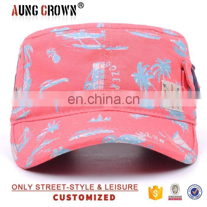 Promotional Cotton Material Flat Women Military Cap Army Hats