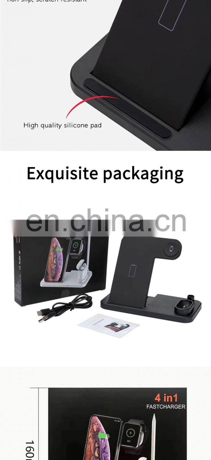 4 in 1 Wireless Charger 2020 Factory Directly Sell Qi Standard Charger Crystal Wireless Portable Cellphone Charger For Iphone