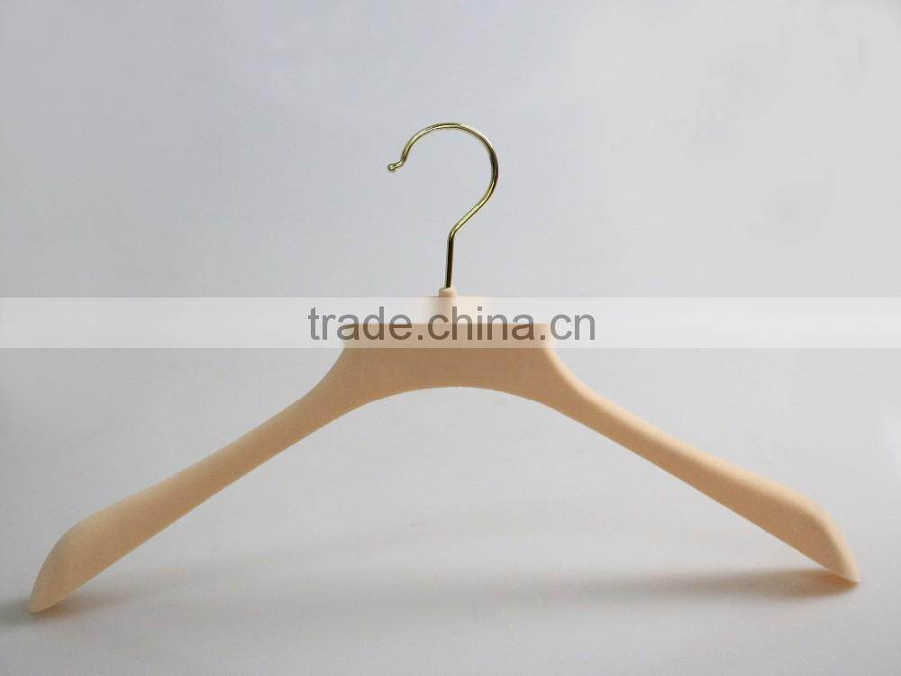 high quality plastic suit hanger velvet hanger with golden clips