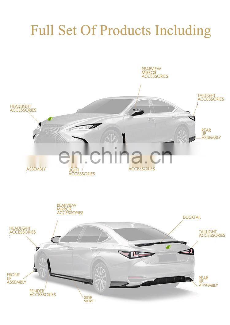 Runde New Arrival For 18-21 Lexus ES large Body Kit Front Bumper Rear Bumper Side Skirt Fog Lamp Frame Rearview Mirror Shell