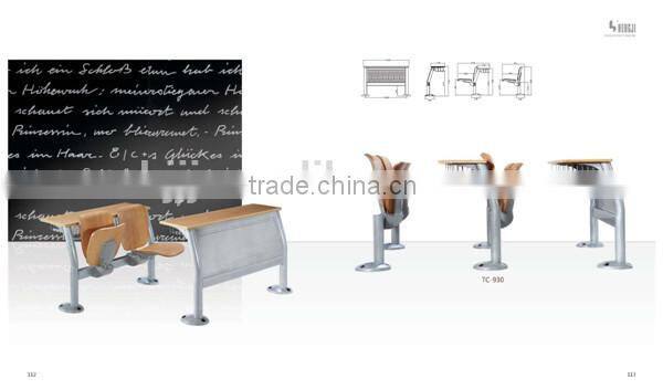 aluminum leg college desk and chair for classroom furnutire TC-901A-L
