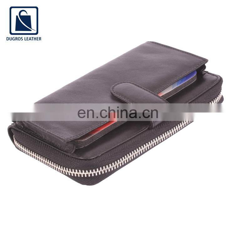 Nickle Fitting Fashion Style Polyester Lining Material Luxury Genuine Leather Women Wallet from Indian Manufacturer