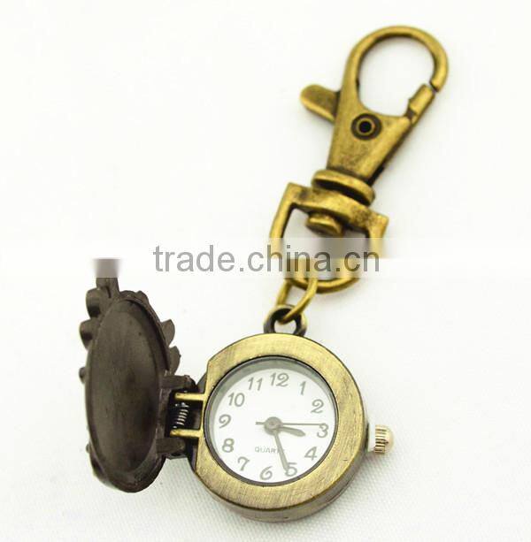 spider key chain wrist watch with metal bronzed chain spider pocket watch