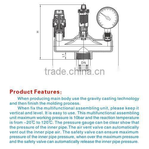 taizhou supplier HR6110 brass safety valve with pressure gauge