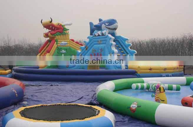 Residential inflatable water slide with inflatable swimming pool for sale
