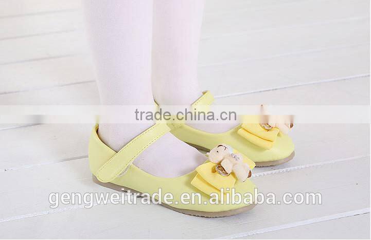 2015 Wholesale Boutique Shoes Girls Princess Shoes Little Bear Bow Pearl Kids Girls Shoes