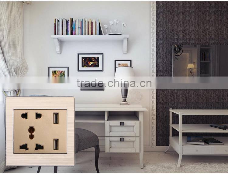 hot selling stainless steel material 5 pin plug socket with dual usb output