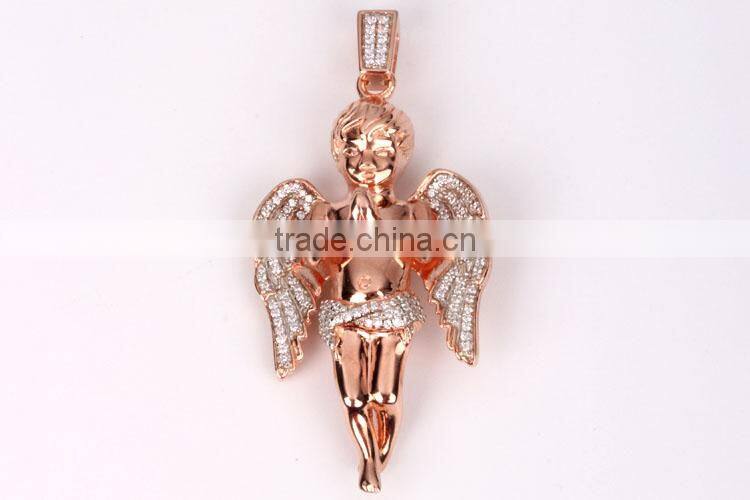 2015 hot sell gold diamond angel meaningful pendant necklace