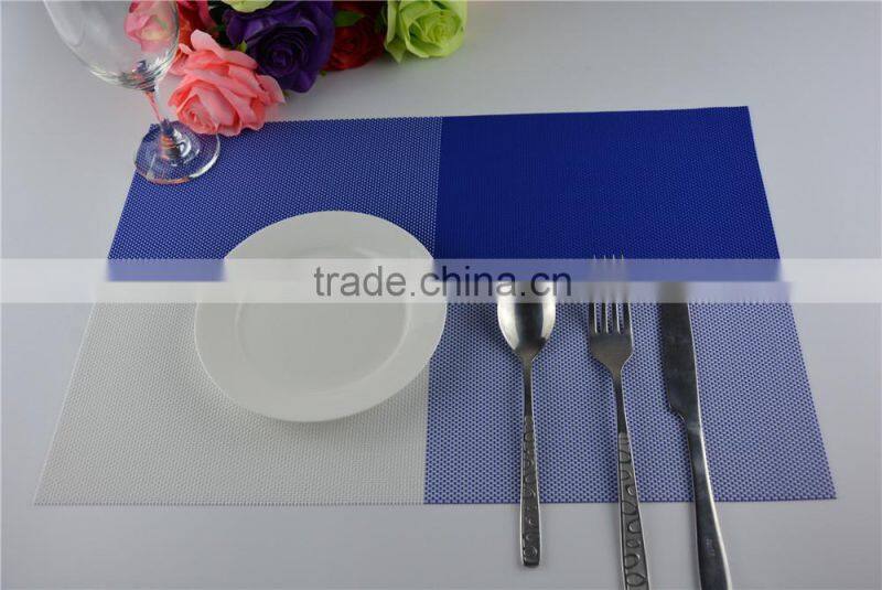 Newest PVC blue grid Placemat fashion pvc dining tab0le mat disc pads bowl plates coasters waterproof table cloth pad