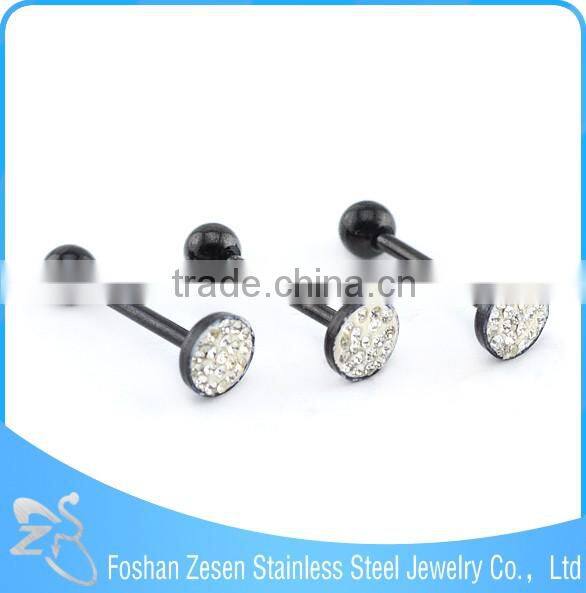 Black Steel Body Piercing White Crystal Star Fake Tongue Rings jewelry