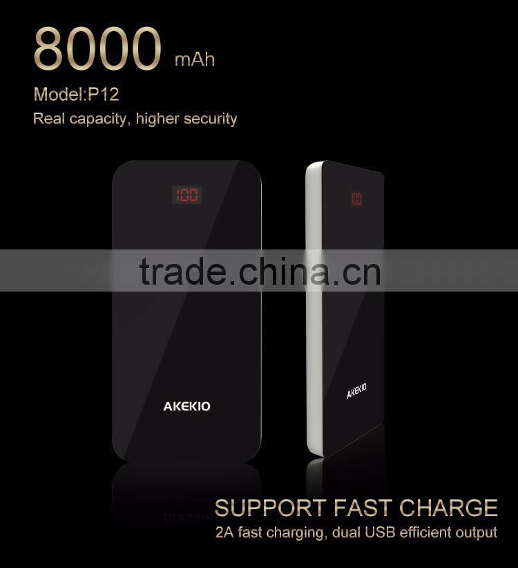 Free custom LOGO high capacity three USB output mobile power bank 8000mAh