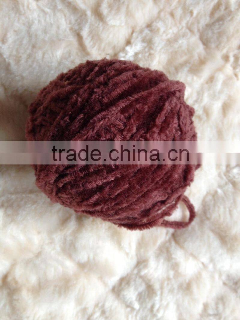 4.5NM 100%polyester/acrylic chenille yarn raw white and dyed on cone