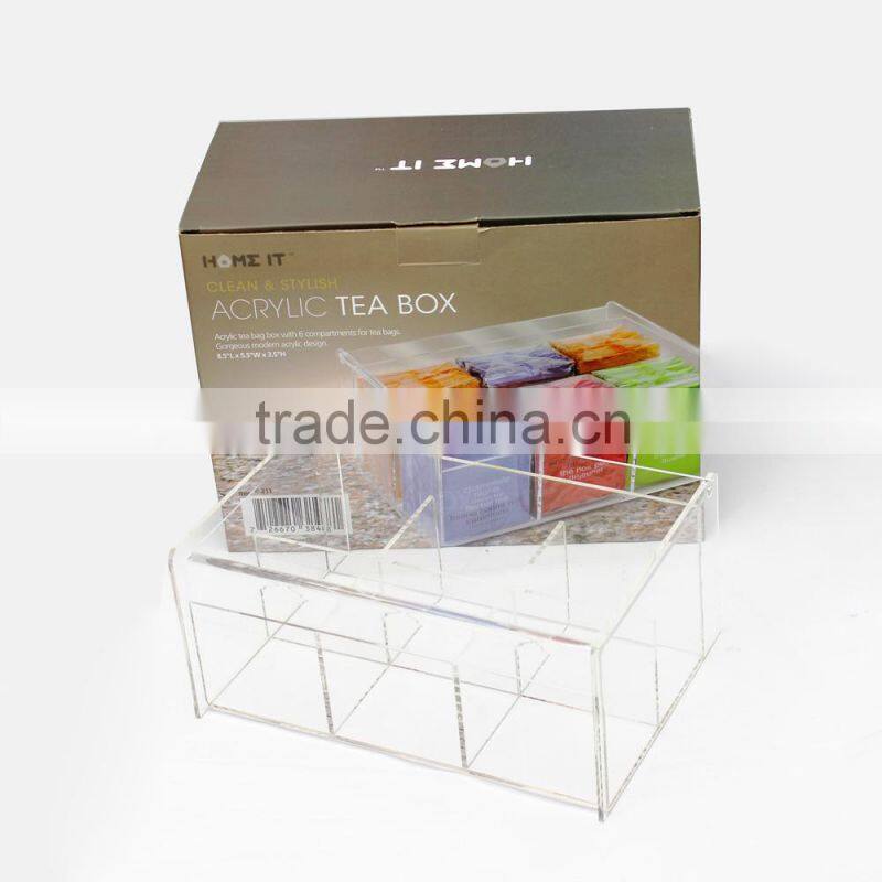 hot sale plexiglass tea bag storage box promotion acrylic tea bag caddy
