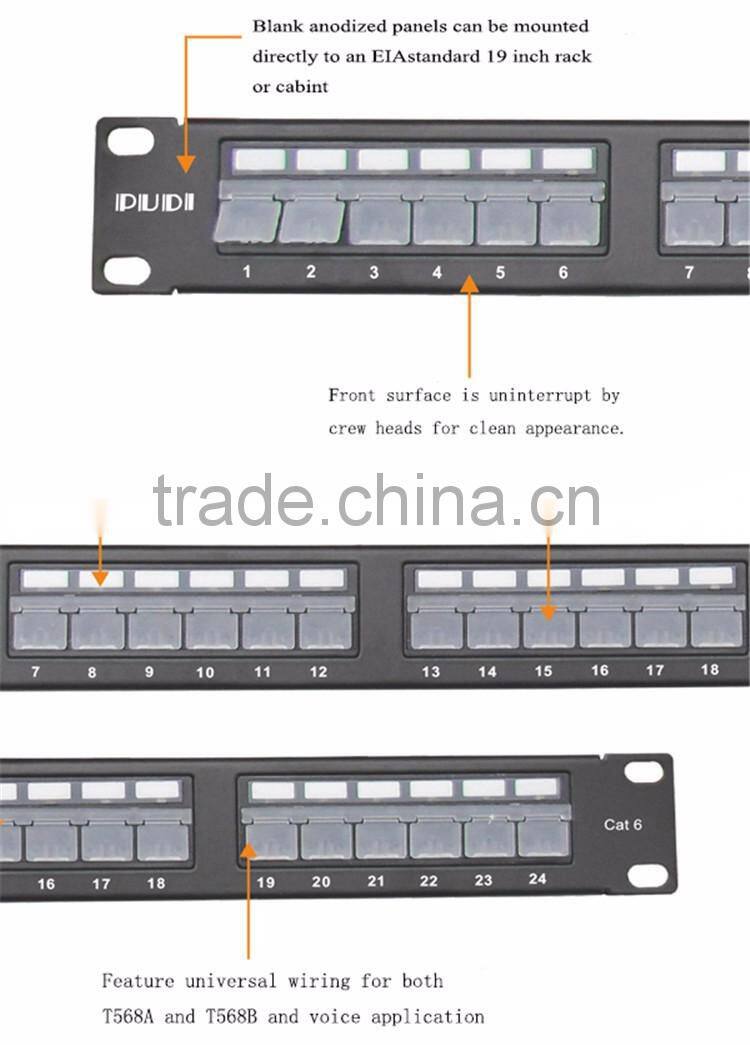 snap-in type 24 ports UTP CAT6 patch panel 5e with LED Light