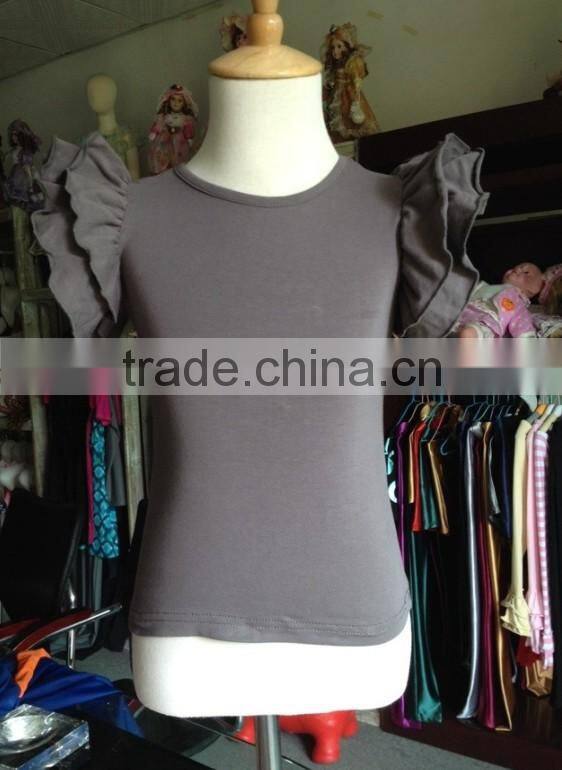 2015 hot sale kids double ruffled tank tops high quality girls ruffle shirts wholesale baby ruffle top