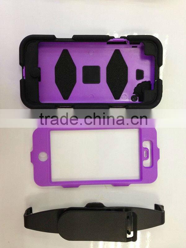 Hybrid Combo Silicone Plastic Hard Mobile Phone Cover Case for iphone 5c With Clamp Holster 3 in 1