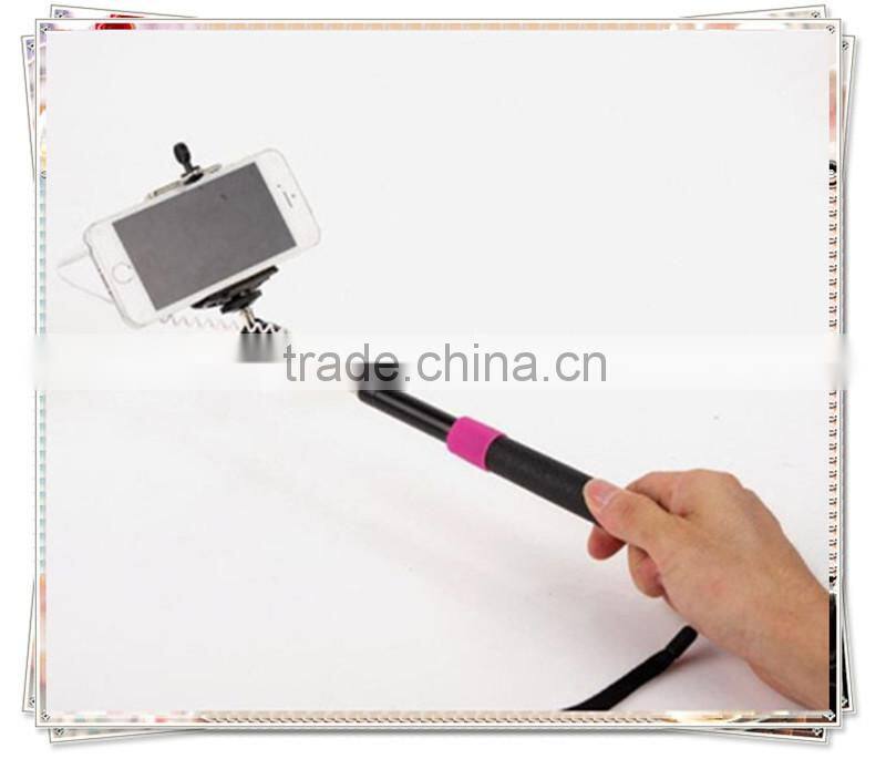 TMO-0202 wired monopod selfie stick headphone cable control , best selling monopod wired