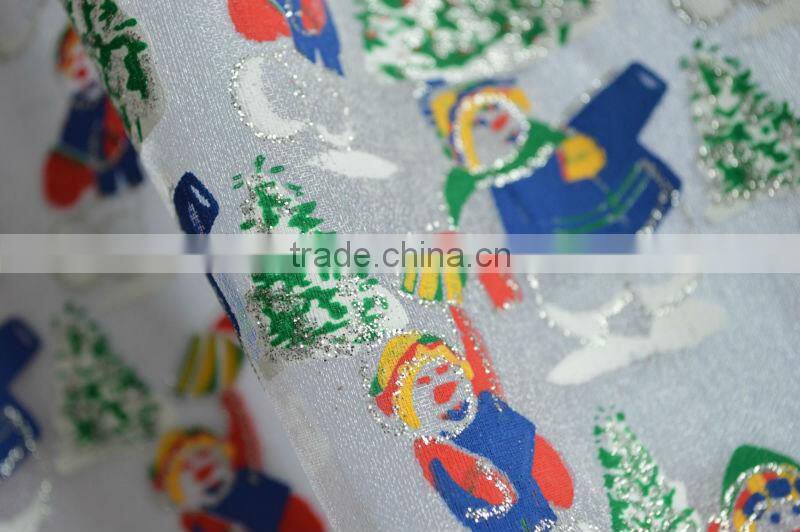 Polyester Organza Printed Fabric Snow man Design 237