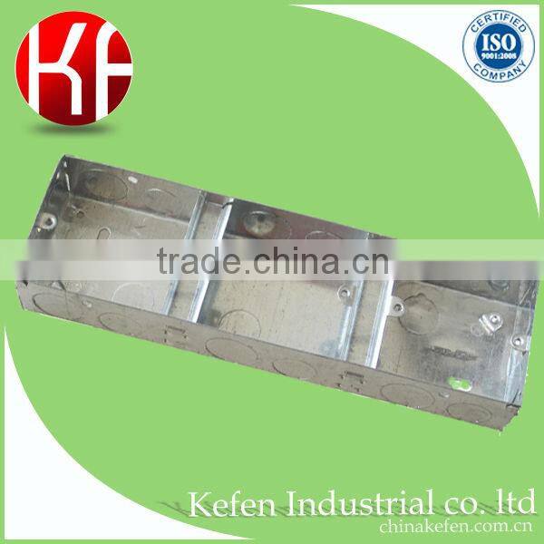 3" 3" 35mm 1.1mm thickness BS4662 electric GI metal switch boxes with knock out adjustive lug brass screw