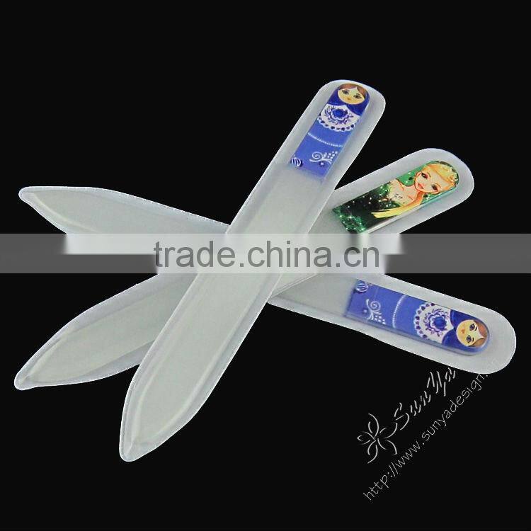 Glass nail file with flower printing