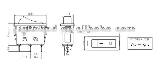 Lighted red led on off rocker switch