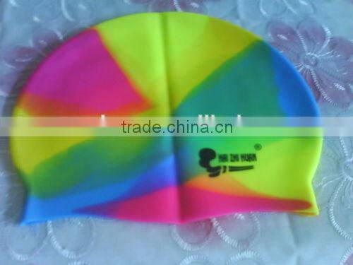 Eco-friendly Rainbow silicone swimming caps for long hairs