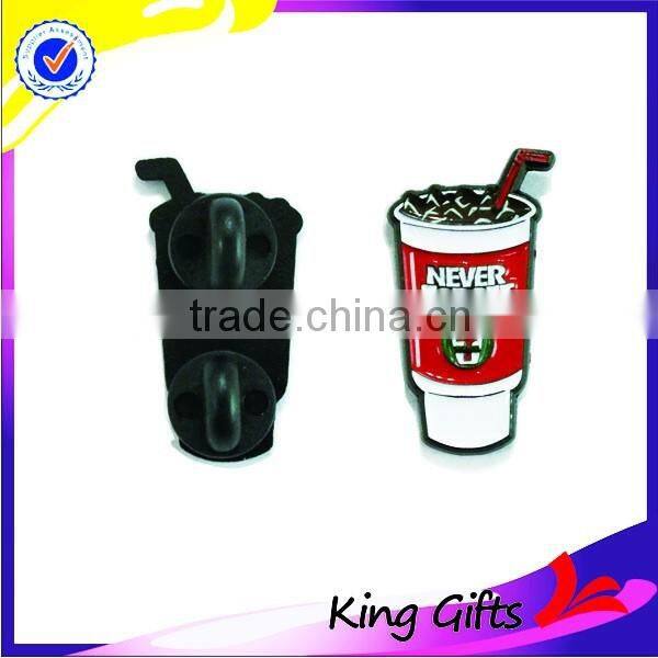 High quality dyed black bottle shape metal lapel pin